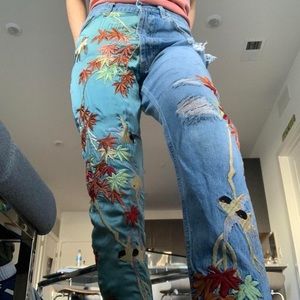 Zara embroidered jeans